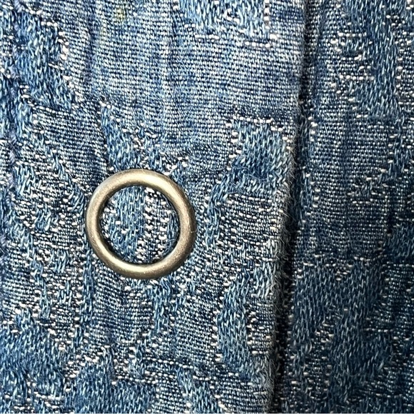 Pure Jill Indigo 100% Cotton Blue Textured Snap Up Drawstring Pockets Blazer S - Picture 4 of 8